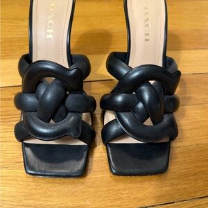 Coach Black Leather Mules